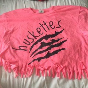 ‘NEON’ pink huskettes cropped t shirt